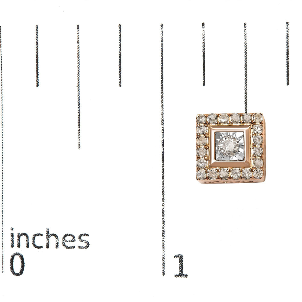 14K Rose Gold Plated .925 Sterling Silver 1/2 Cttw Diamond Halo Square-Shaped Frame Stud Earring (I-J Color, I3 Clarity)