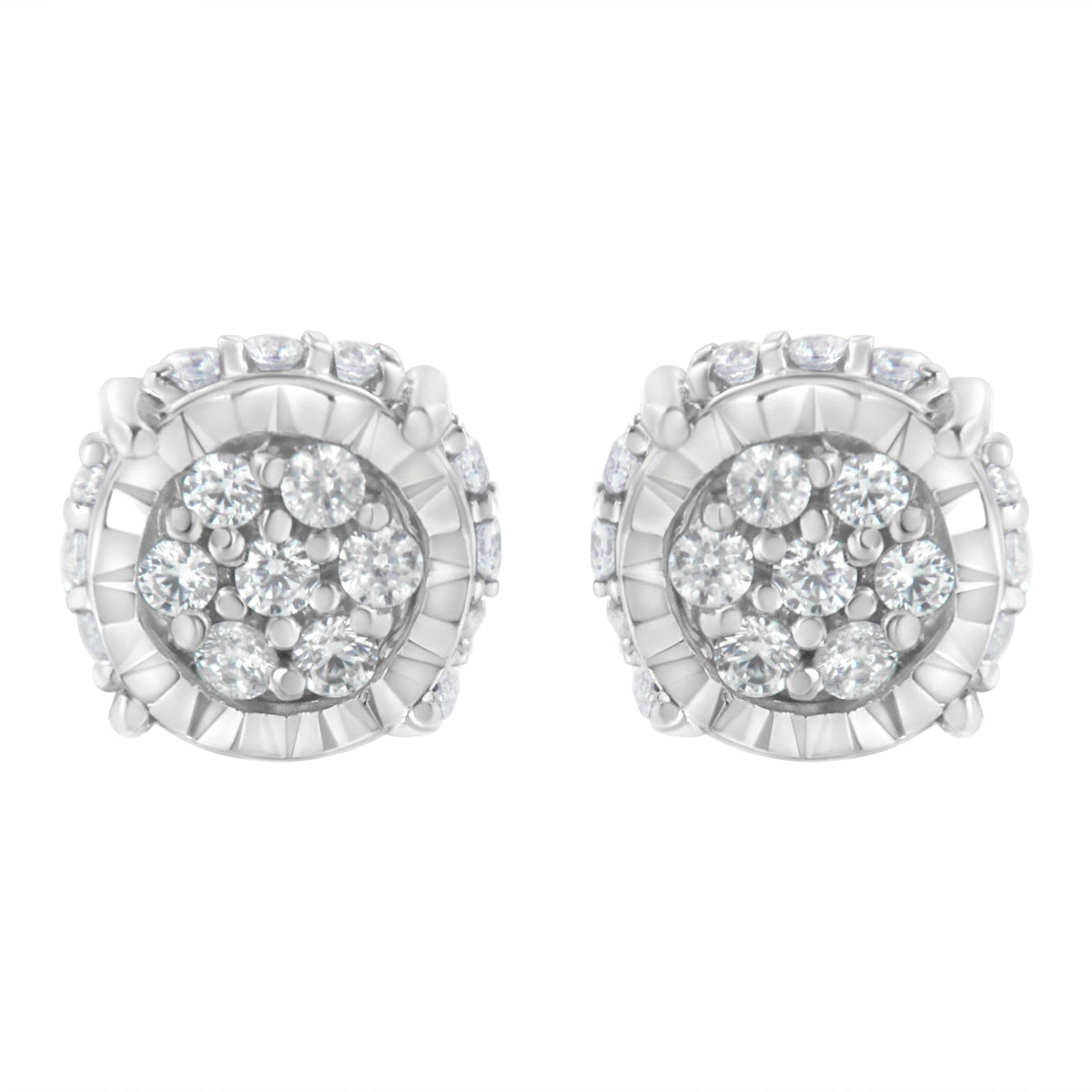 .925 Sterling Silver 1/3 cttw Round-cut Diamond Floral Stud Earring (I-J Clarity, I3 Color)