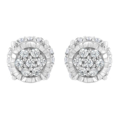 .925 Sterling Silver 1/3 cttw Round-cut Diamond Floral Stud Earring (I-J Clarity, I3 Color)