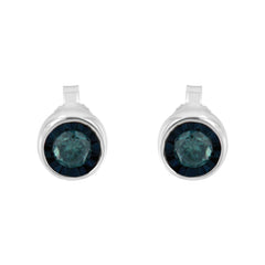 .925 Sterling Silver 0.40 Cttw Round Brilliant-Cut Blue Diamond Miracle-Set Stud Earrings (Fancy Color-Enhanced, I2-I3 Clarity)