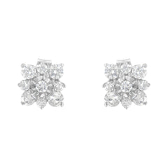 Sterling Silver Diamond Flower Stud Earrings (1/2 cttw, I-J Color, I1-I2 Clarity)