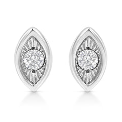 .925 Sterling Silver 1/10 Cttw Miracle-Set Diamond Stud Earrings (I-J Color, I2-I3 Clarity) - Choice of Shapes