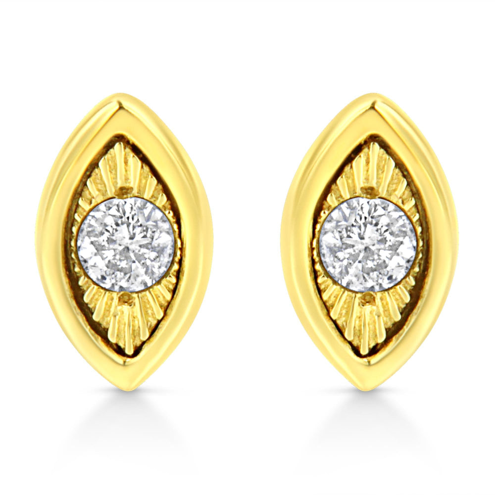 10K Yellow Gold Plated .925 Sterling Silver 1/10 Cttw Miracle-Set Diamond Stud Earrings - Choice of Shapes