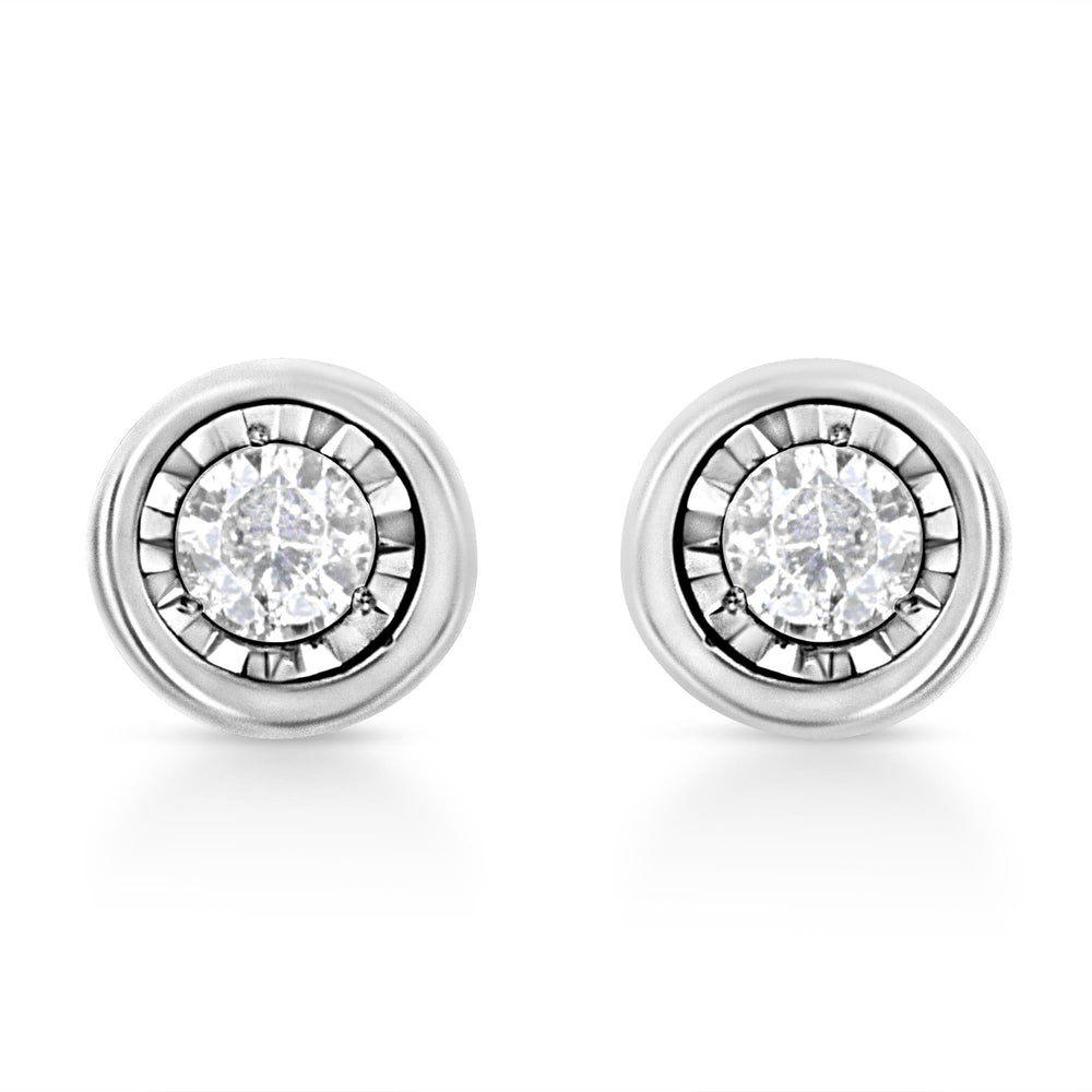 .925 Sterling Silver 1/10 Cttw Miracle-Set Diamond Stud Earrings (I-J Color, I2-I3 Clarity) - Choice of Shapes