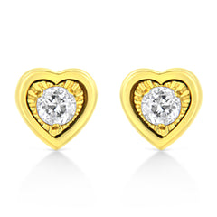 10K Yellow Gold Plated .925 Sterling Silver 1/10 Cttw Miracle-Set Diamond Stud Earrings - Choice of Shapes