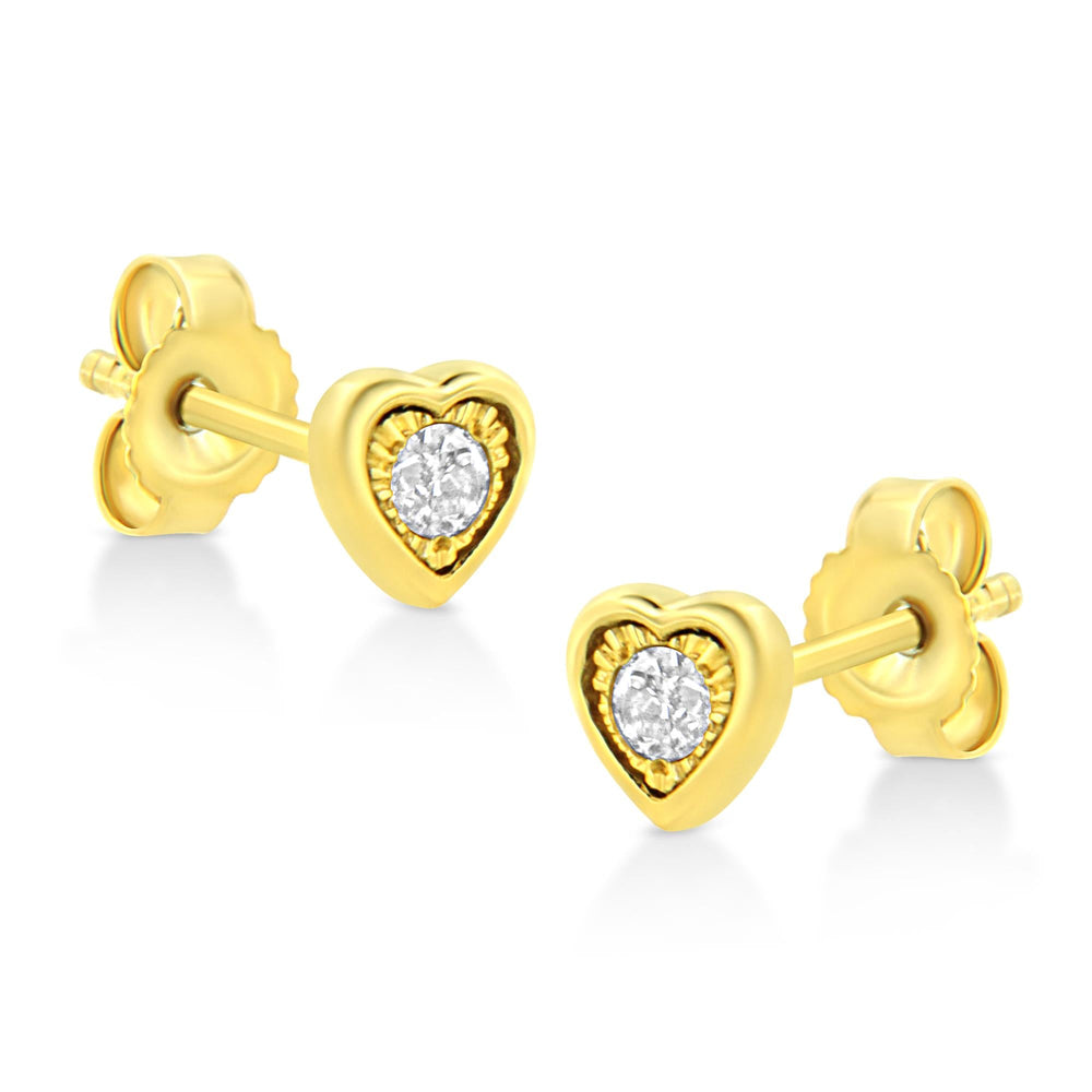 10K Yellow Gold Plated .925 Sterling Silver 1/10 Cttw Miracle-Set Diamond Stud Earrings - Choice of Shapes