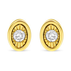 10K Yellow Gold Plated .925 Sterling Silver 1/10 Cttw Miracle-Set Diamond Stud Earrings - Choice of Shapes