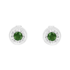 .925 Sterling Silver 1/4 Cttw Round Brilliant-Cut Green Diamond Miracle-Set Stud Earrings (Fancy Color-Enhanced, I1-I2 Clarity)