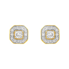 2 Micron 10KT Yellow Gold Plated Sterling Silver Diamond Square Stud Earrings (1/2 cttw, J-K Color, I2-3 Clarity)