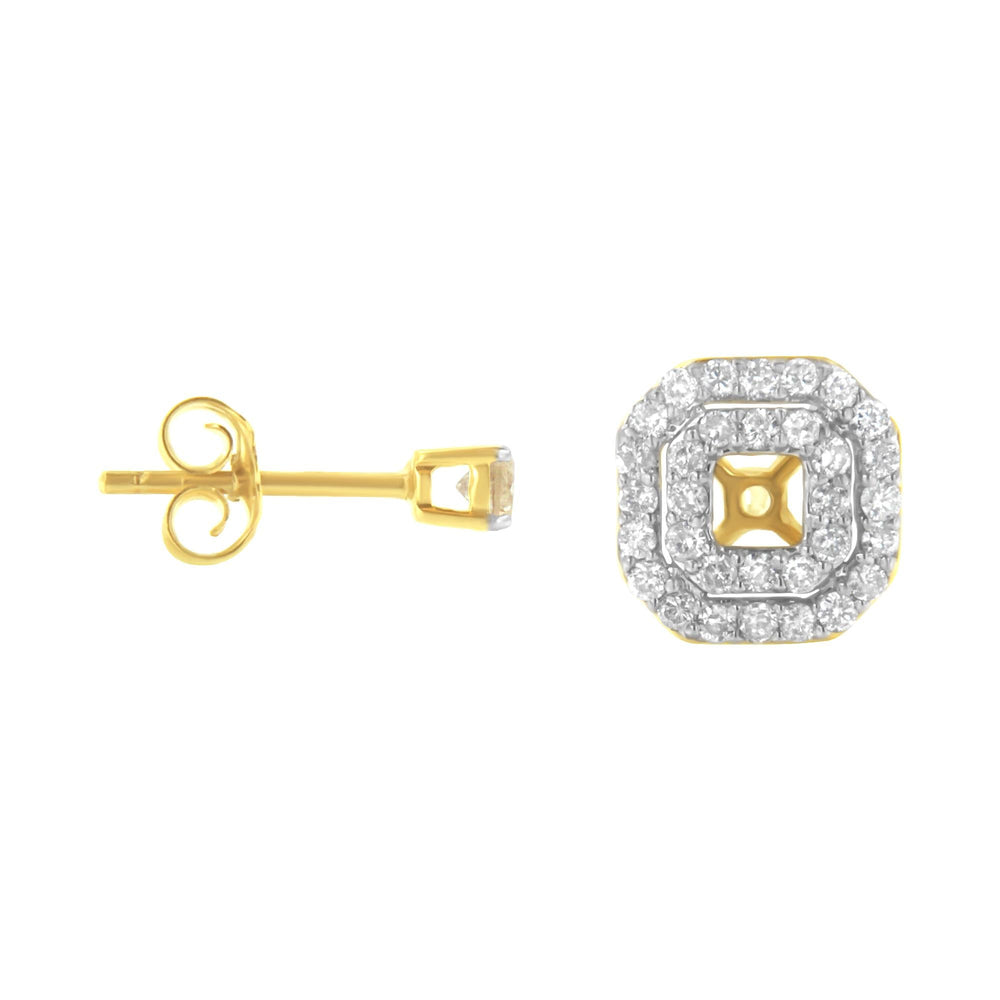 2 Micron 10KT Yellow Gold Plated Sterling Silver Diamond Square Stud Earrings (1 cttw, J-K Color, I2-I3 Clarity)