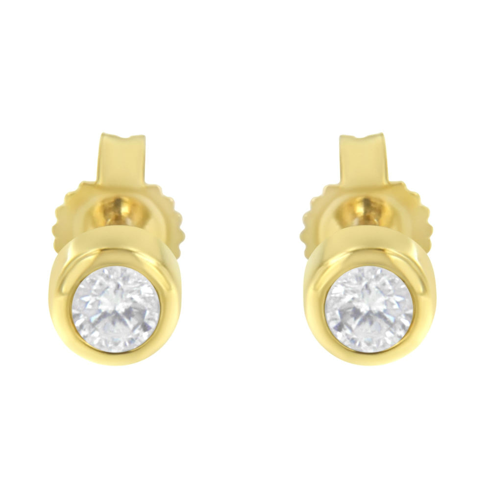 10K Gold 1/5 Cttw Round Brilliant-Cut Near Colorless Diamond Bezel-Set Stud Earrings (H-I Color, I1-I2 Clarity)
