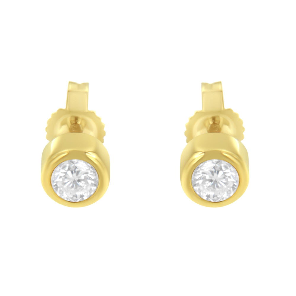 10K Gold 0.30 Cttw Round Brilliant-Cut Near Colorless Diamond Bezel-Set Stud Earrings (H-I Color, I1-I2 Clarity)