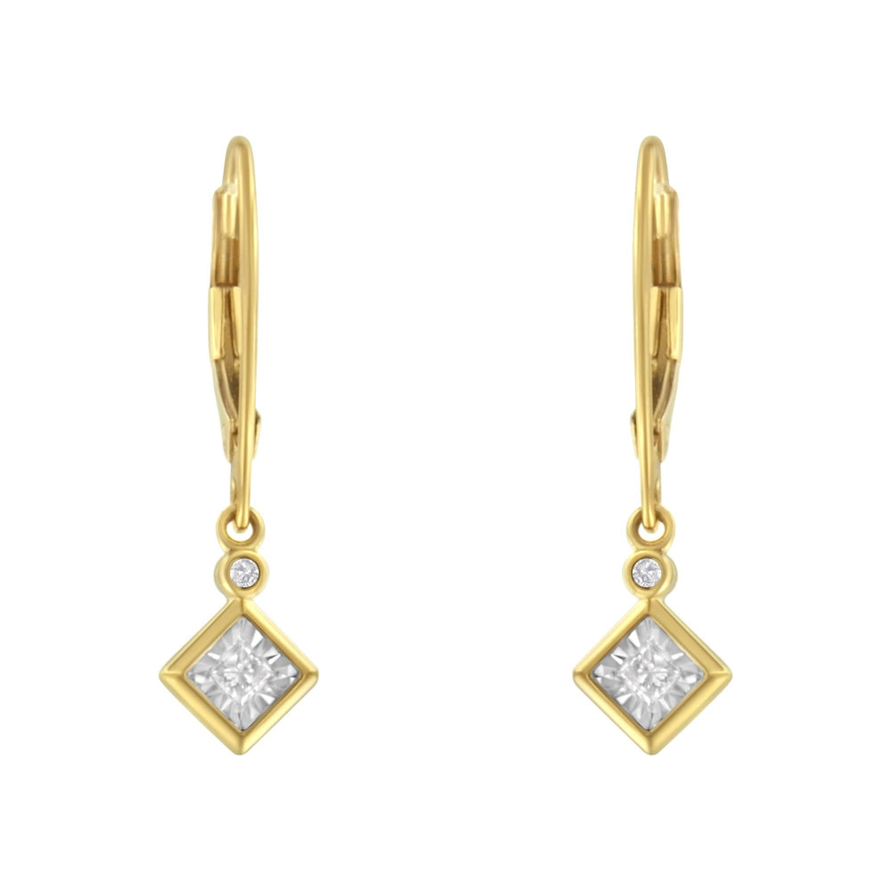 2 Micron 14K Yellow Gold Plating Diamond Dangle Earrings ( 1/3 cttw, J-K Color, I1-I2 Clarity)
