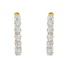 10KT Yellow Gold Diamond Huggy Hoop Earrings (1/2 cttw, J-K Color, I2-I3 Clarity)