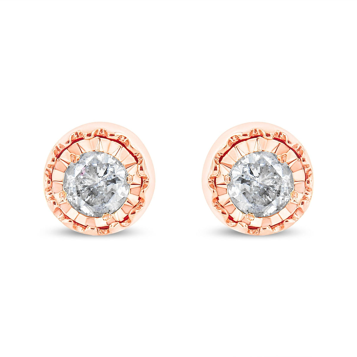 .925 Sterling Silver 3/8 Cttw Solitaire Diamond Miracle Set Stud Earrings (J-K Color, I3 Clarity)