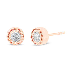 .925 Sterling Silver 3/8 Cttw Solitaire Diamond Miracle Set Stud Earrings (J-K Color, I3 Clarity)