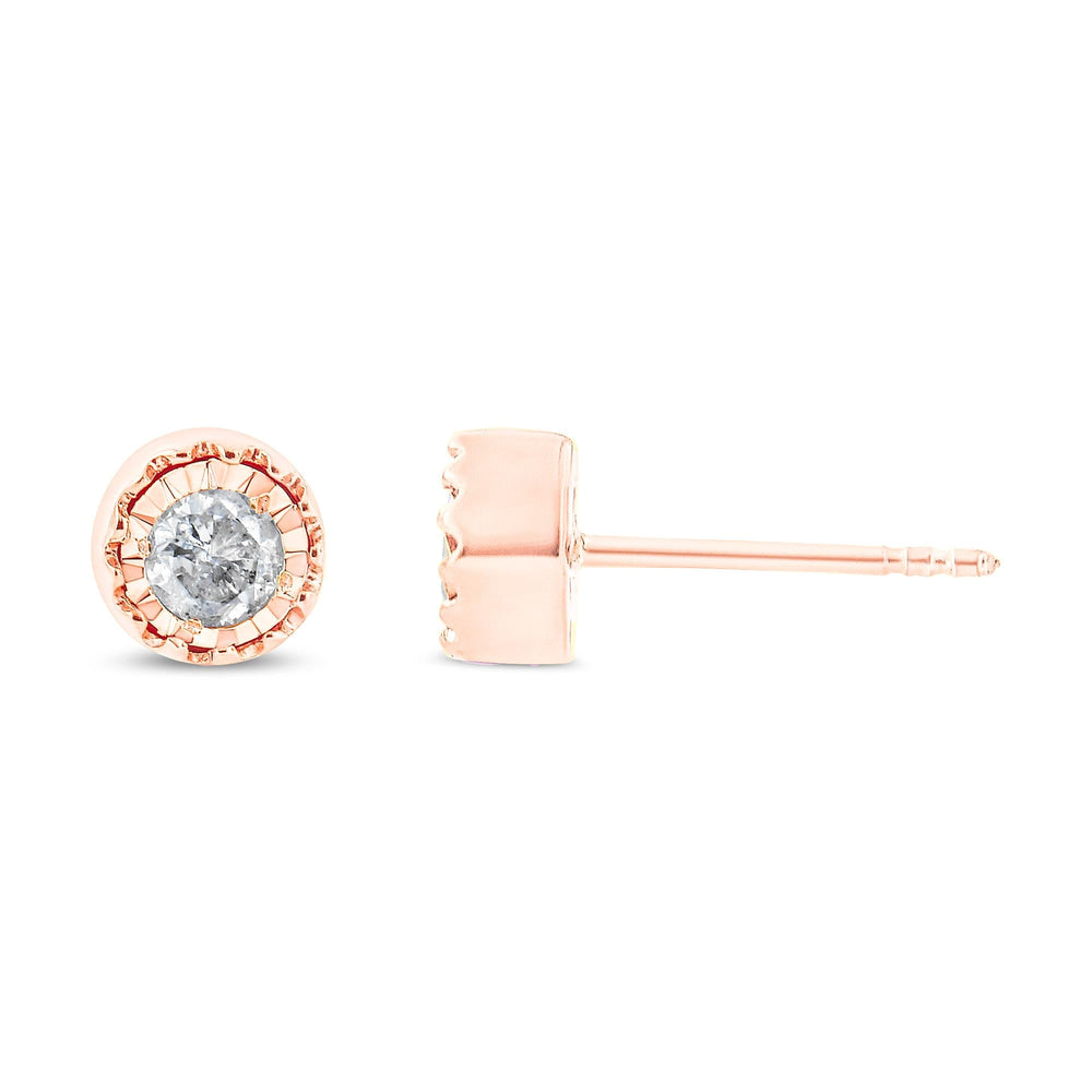.925 Sterling Silver 3/8 Cttw Solitaire Diamond Miracle Set Stud Earrings (J-K Color, I3 Clarity)