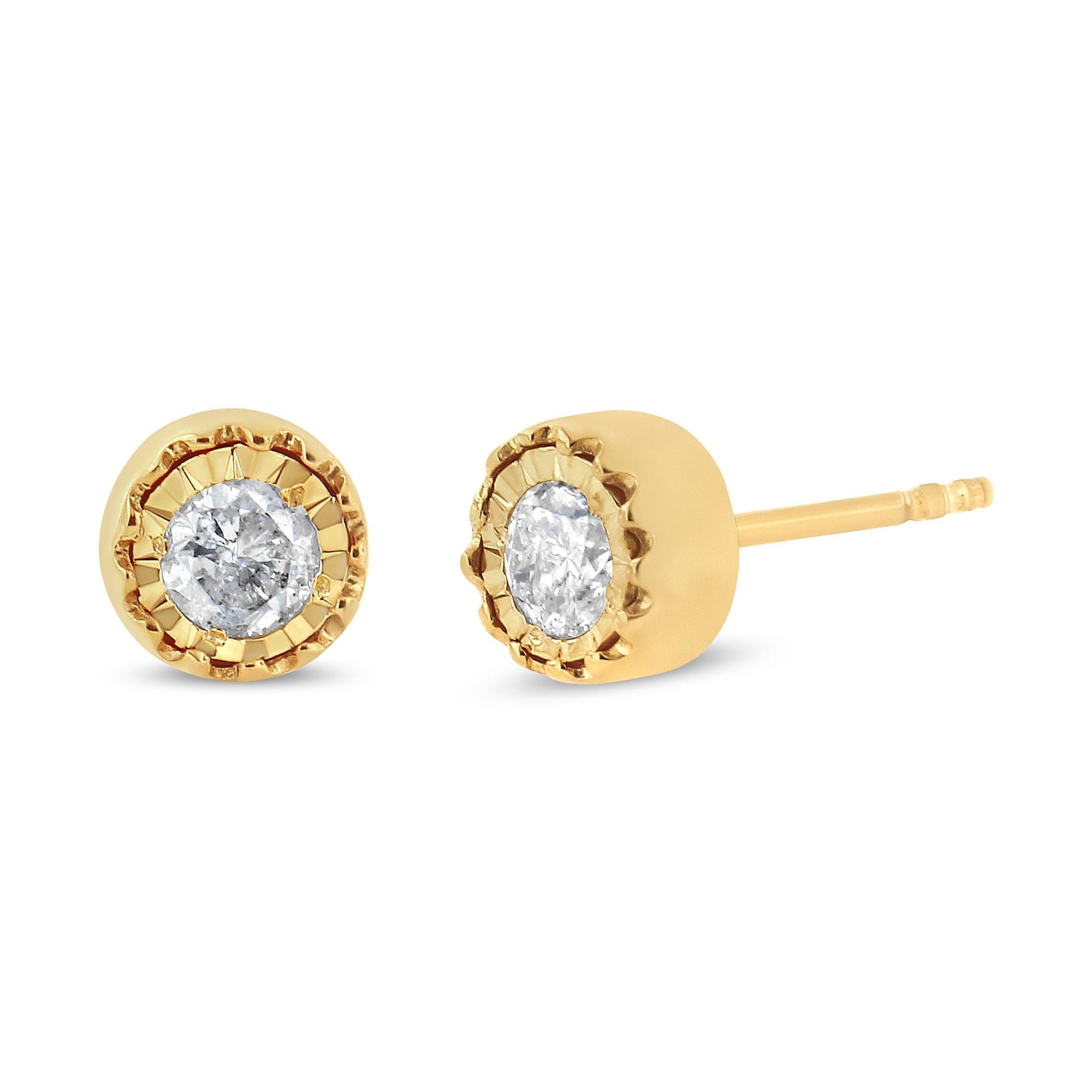 .925 Sterling Silver 3/8 Cttw Solitaire Diamond Miracle Set Stud Earrings (J-K Color, I3 Clarity)