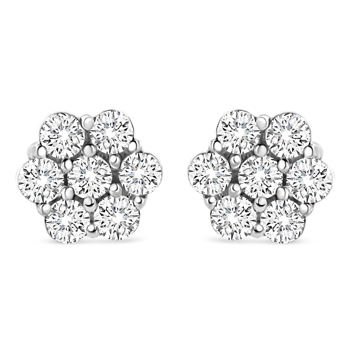 14K White Gold 1/2 cttw Round-Cut Diamond Floral Stud Earrings (I-J Color, SI2-I1 Clarity)