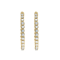 14K Yellow Gold 7.0 Cttw Round Brilliant Cut Diamond 1-¾ Inside Out Hinged Leverback Hoop Earrings (I-J Color, I1-I2 Clarity)