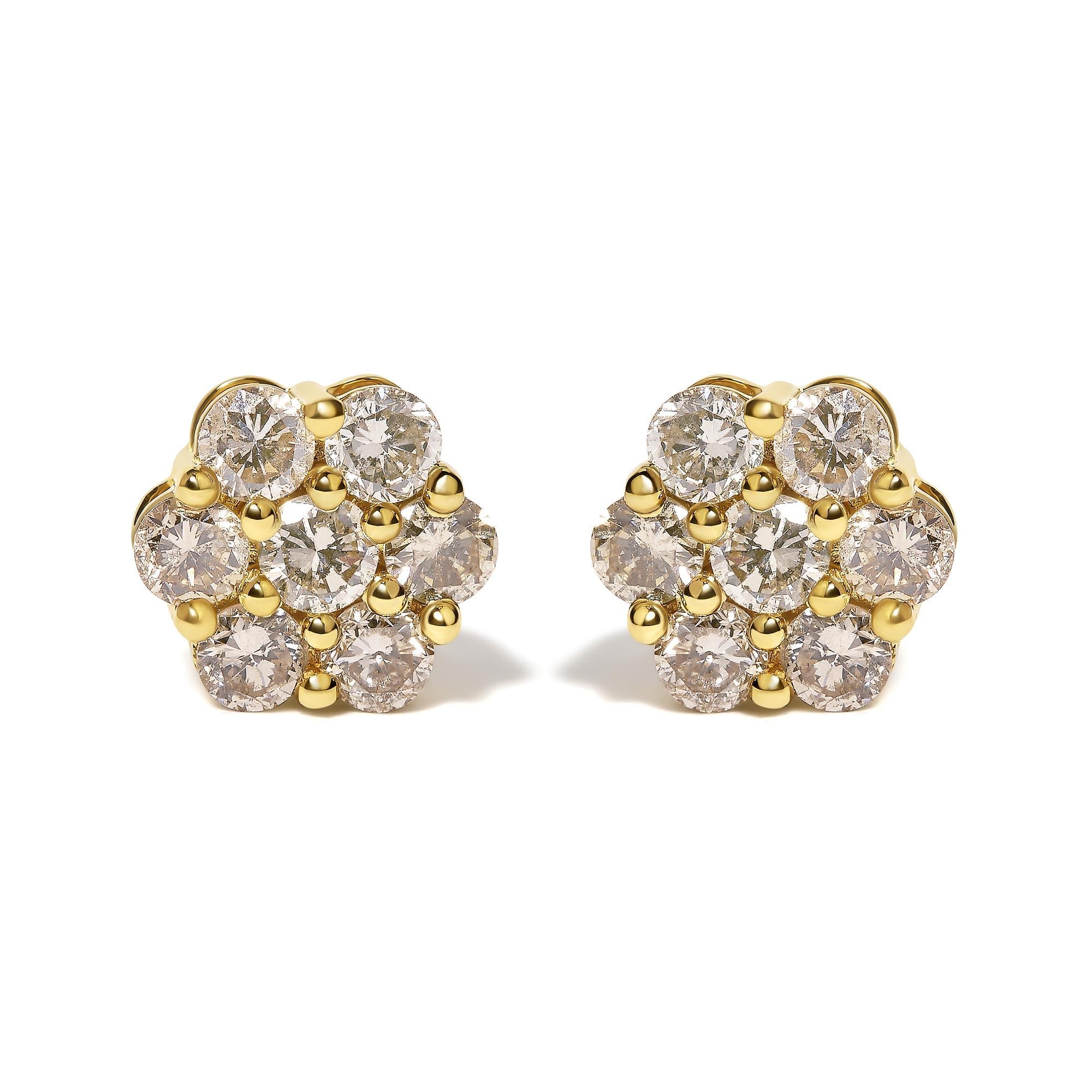 14K White Gold 4 cttw Diamond Flower Earring (H-I Clarity, SI2-I1 Color)