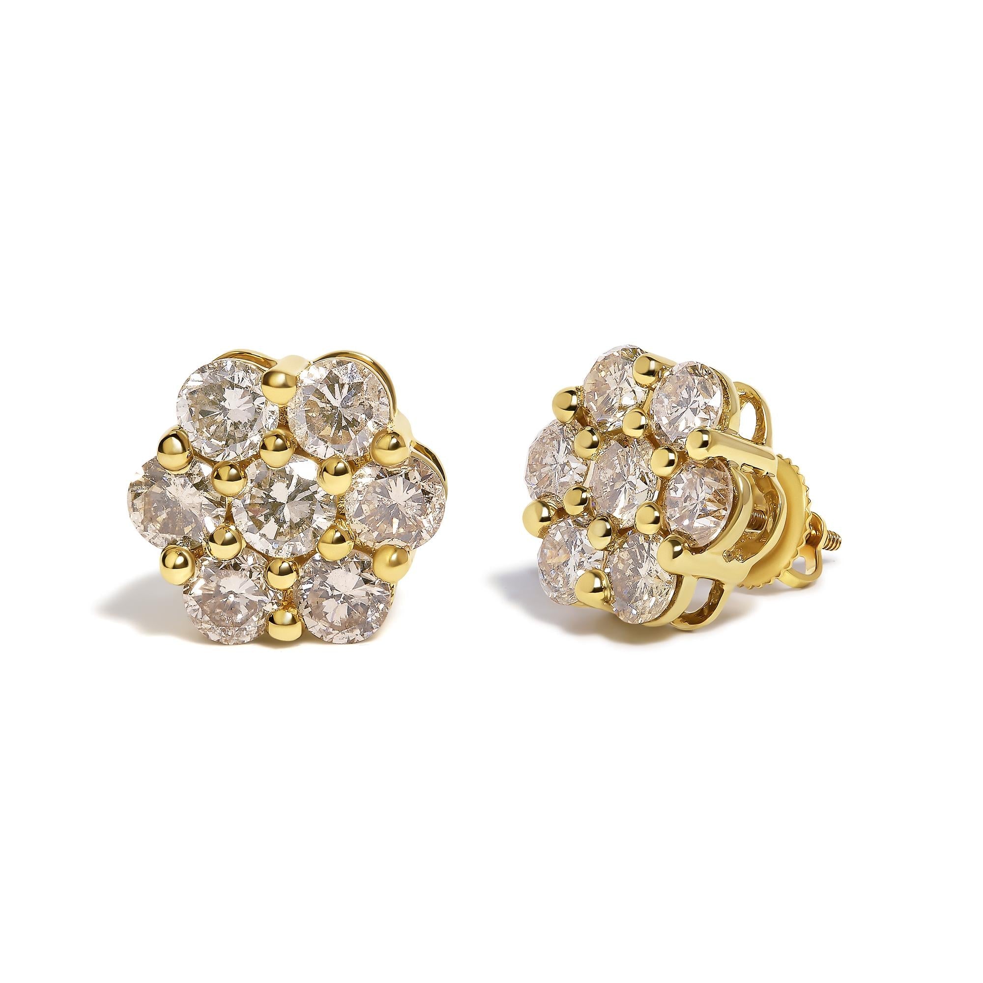 14K White Gold 4 cttw Diamond Flower Earring (H-I Clarity, SI2-I1 Color)