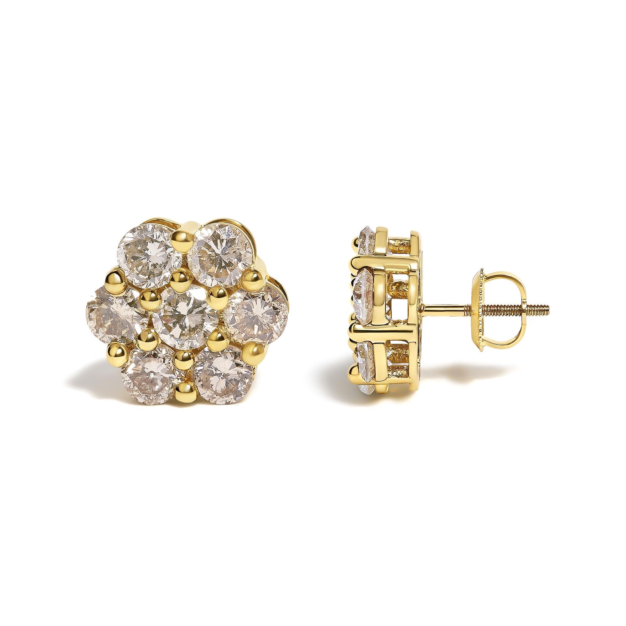 14K White Gold 4 cttw Diamond Flower Earring (H-I Clarity, SI2-I1 Color)