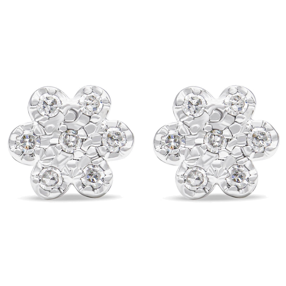 .925 Sterling Silver 1/4 Cttw Diamond Floral Cluster Stud Earring (I-J Color, I2-I3 Clarity)