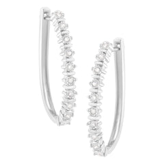 .925 Sterling Silver 1/4 cttw Miracle-Set Round-Cut Diamond Hoop Earring (I-J Color, I2-I3 Clarity)