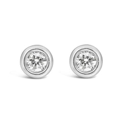 .925 Sterling  Silver 1/5 Cttw Lab-Grown Round Brilliant-Cut Diamond Modern Bezel-Set Stud Earring (F-G Color, VS2-SI1 Clarity)