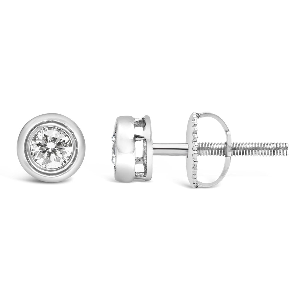.925 Sterling  Silver 1/5 Cttw Lab-Grown Round Brilliant-Cut Diamond Modern Bezel-Set Stud Earring (F-G Color, VS2-SI1 Clarity)