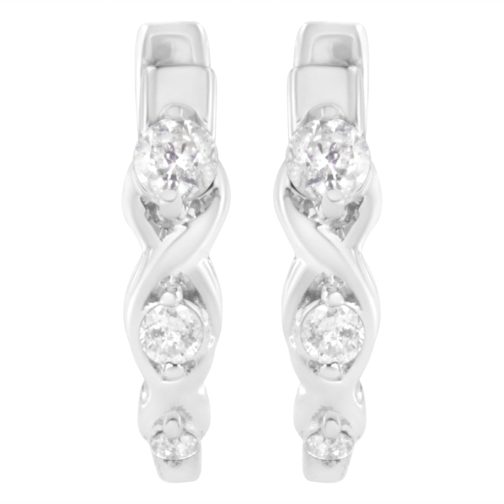 .925 Sterling Silver 1/4 cttw Prong Set Round-Cut Diamond Twist and Swirl Hoop Earring (I-J Color, I2-I3 Clarity)
