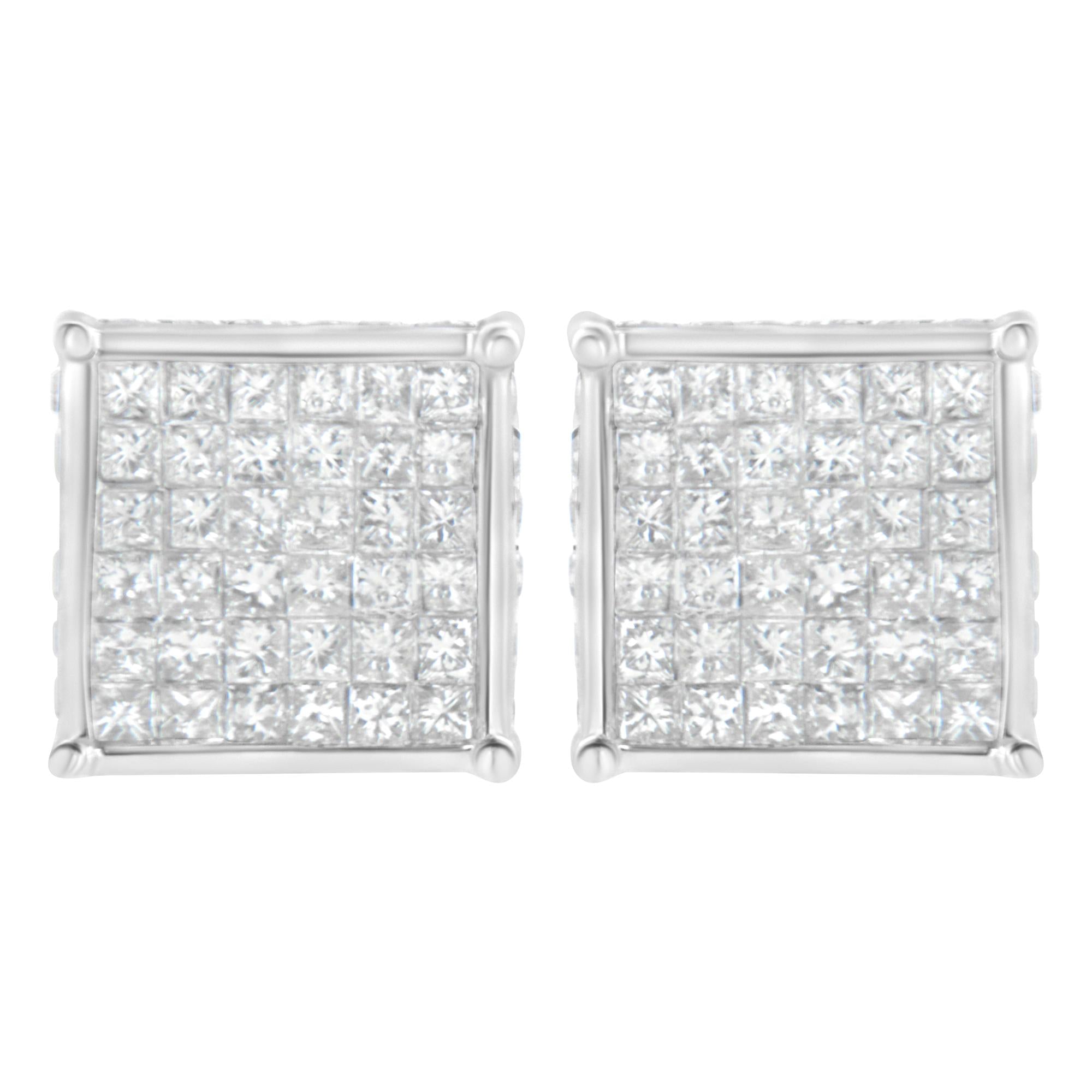 10K White Gold 2ct TDW Princess-Cut Composite Diamond Stud Earring (I-J ,I2-I3)