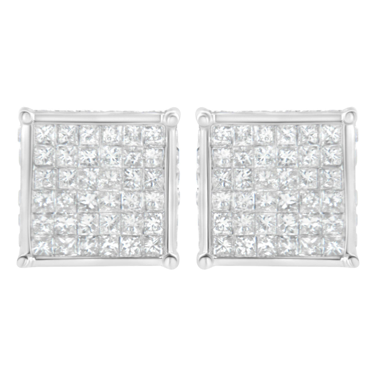 10K White Gold 2ct TDW Princess-Cut Composite Diamond Stud Earring (I-J ,I2-I3)