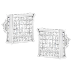 10K White Gold 2ct TDW Princess-Cut Composite Diamond Stud Earring (I-J ,I2-I3)