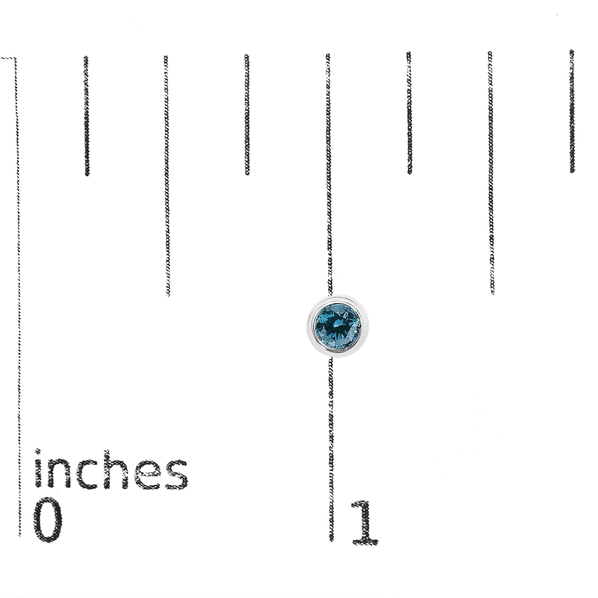 14K Gold Bezel Set Lab Grown Blue Diamond Solitaire Stud Earrings