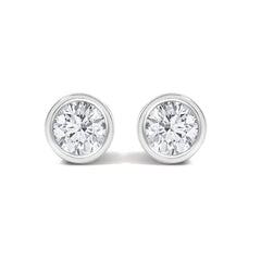 14K White Gold 1/2 Cttw Lab Grown Diamond Bezel Solitaire Stud Earrings