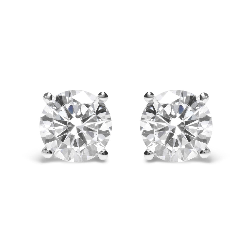 IGI Certified 14K White Gold 5.00 Cttw Round Brilliant-Cut Lab Grown Diamond Classic 4-Prong Stud Earrings with Screw Backs (F-G Color, SI1 Clarity)