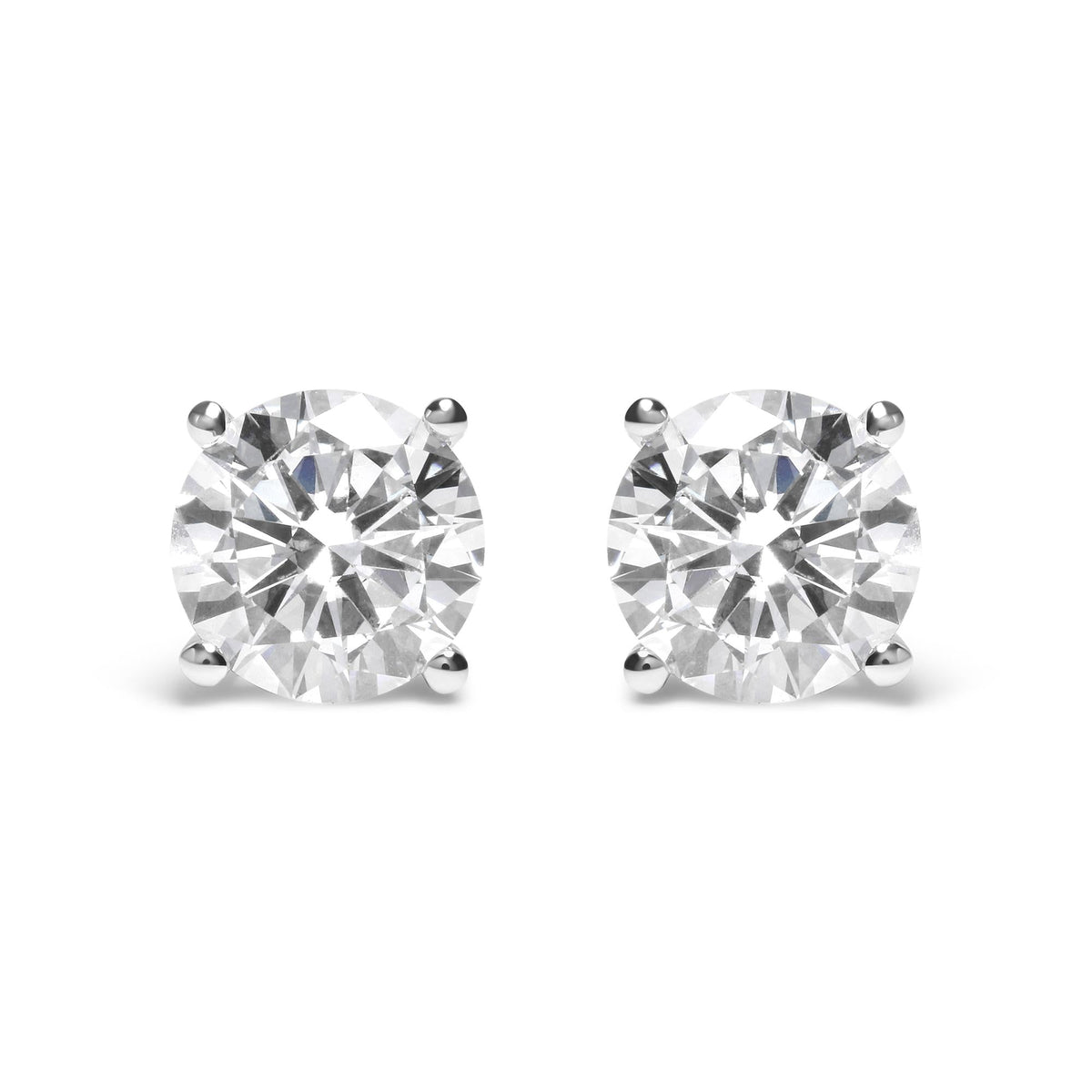 IGI Certified 14K White Gold 5.00 Cttw Round Brilliant-Cut Lab Grown Diamond Classic 4-Prong Stud Earrings with Screw Backs (F-G Color, SI1 Clarity)