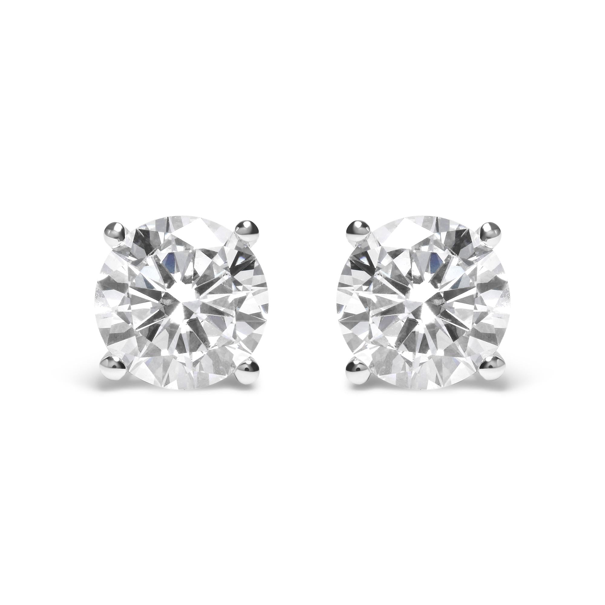 14K Gold Round Lab Grown Diamond Solitaire Stud Earrings with Screw Backs