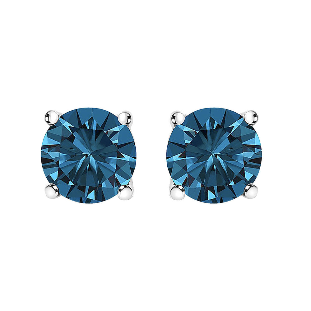 14K Gold Blue Lab Grown Diamond Stud Earrings with Screw Backs