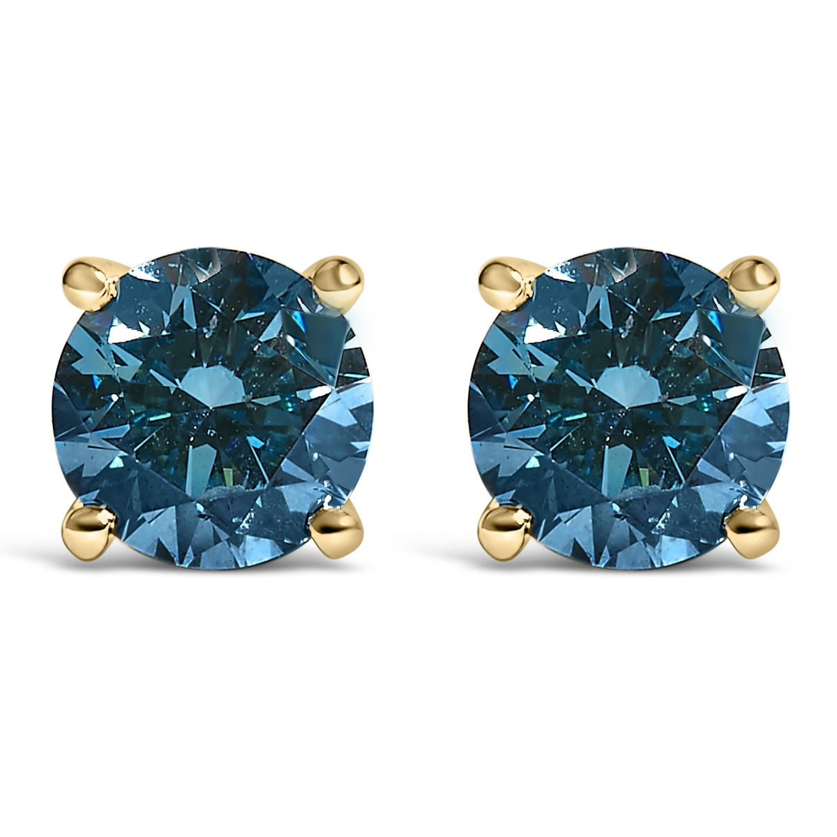 14K Gold Blue Lab Grown Diamond Stud Earrings with Screw Backs