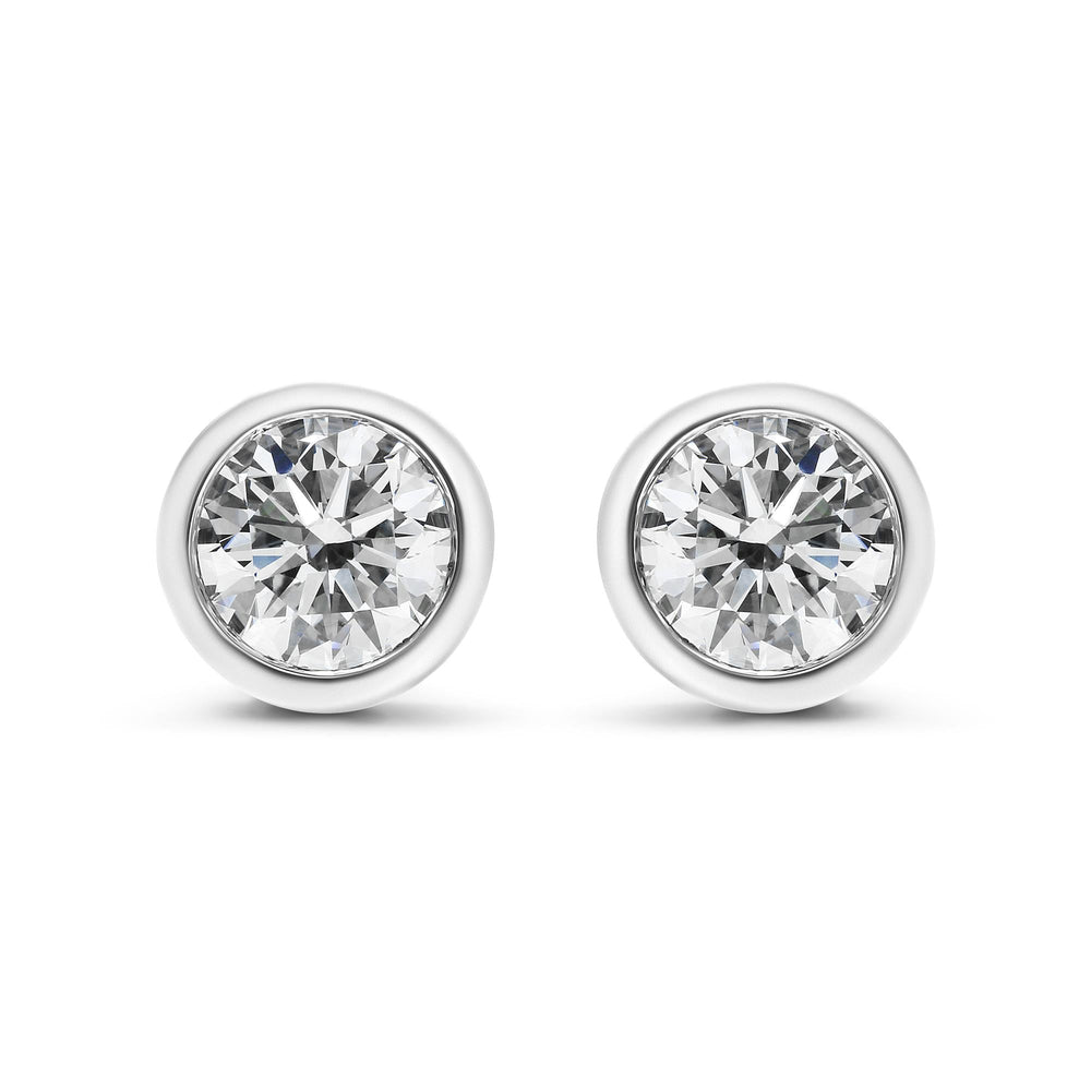 14K Gold Lab Grown Diamond Screw-Back Classic Bezel Solitaire Stud Earrings (G-H Color, VS2-SI1 Clarity)