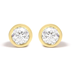 14K Gold Lab Grown Diamond Screw-Back Classic Bezel Solitaire Stud Earrings (G-H Color, VS2-SI1 Clarity)