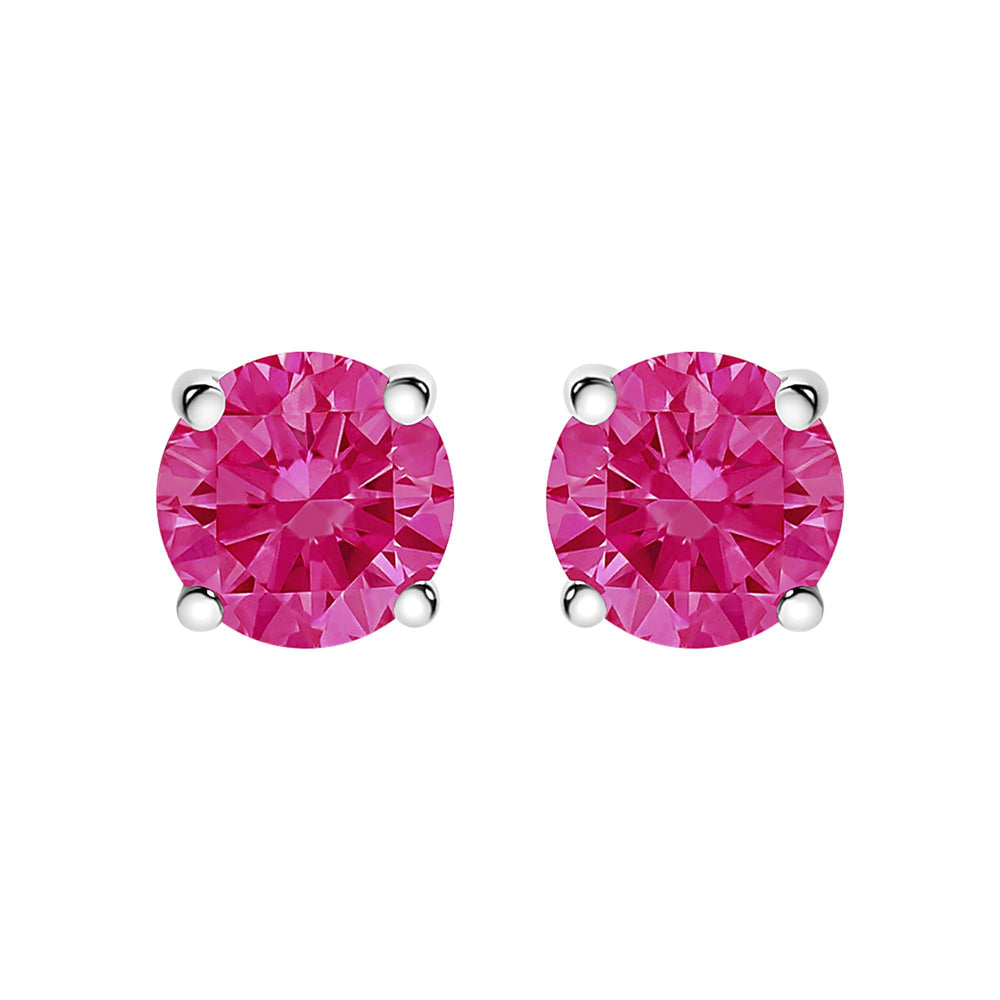 14K White Gold 1/2 Cttw Round Brilliant Cut Lab Grown Pink Diamond 4-Prong Classic Solitaire Earrings (Pink Color, VVS2-VS1 Clarity)