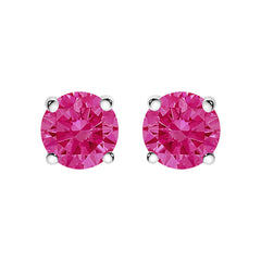 14K White Gold 1/2 Cttw Round Brilliant Cut Lab Grown Pink Diamond 4-Prong Classic Solitaire Earrings (Pink Color, VVS2-VS1 Clarity)
