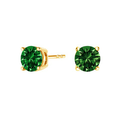 14K Gold 1/2 Cttw Lab Grown Green Diamond Classic Solitaire Stud Earrings with Pushback