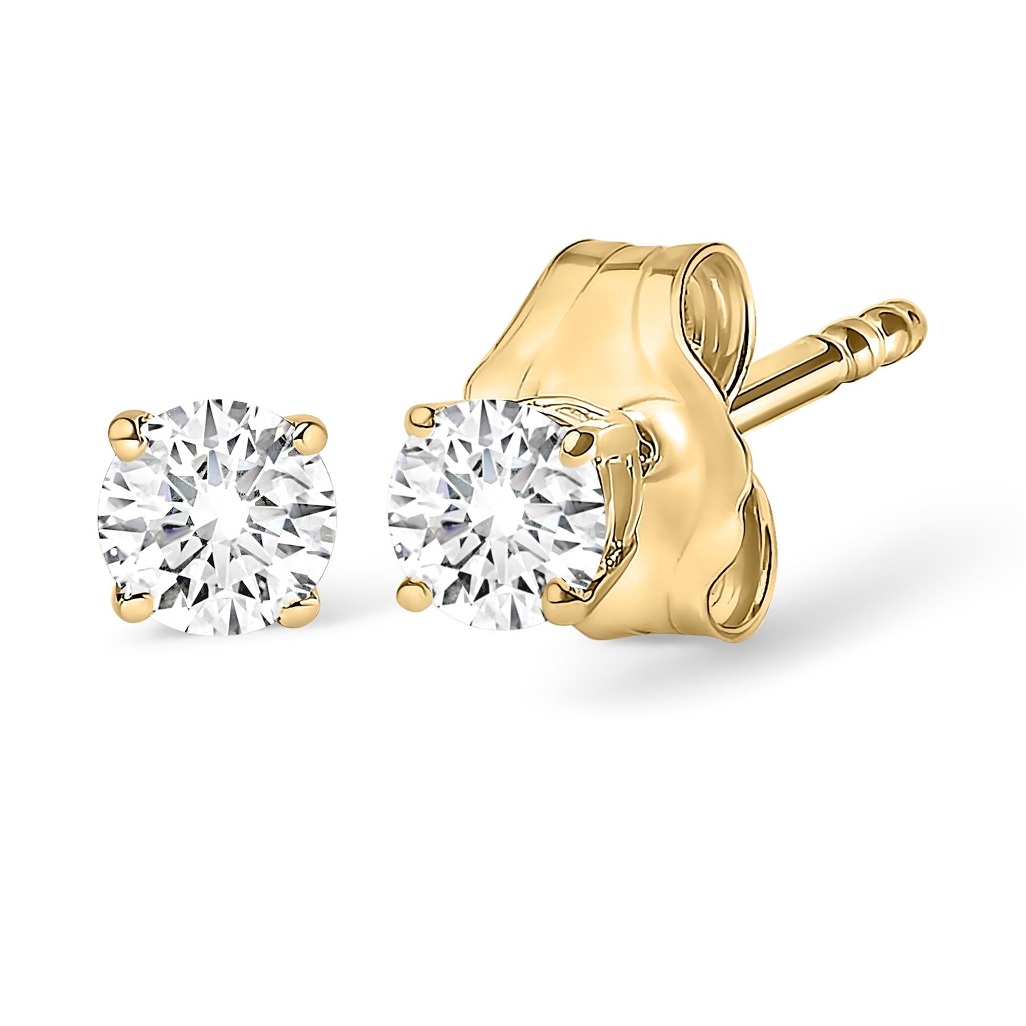 14K Gold 1.0 Cttw Lab Grown Diamond Solitaire Stud Earrings