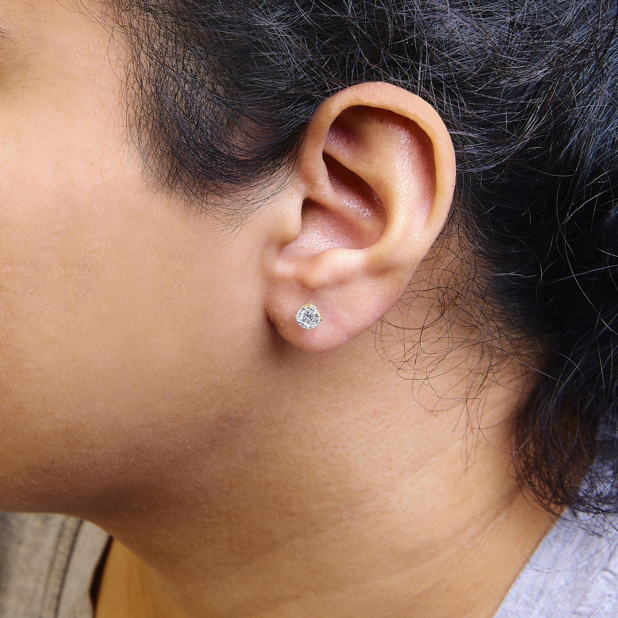 14K Gold 1.0 Cttw Lab Grown Diamond Solitaire Stud Earrings