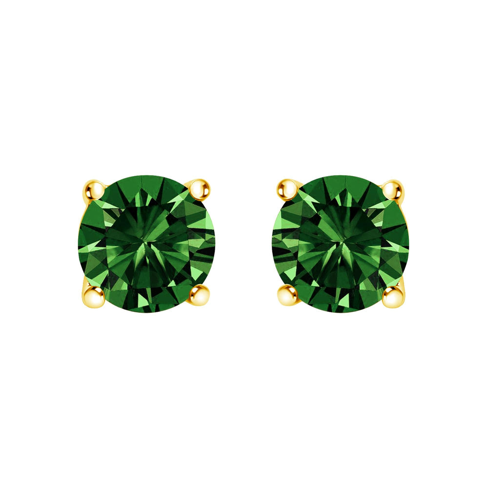 14K Gold Lab Grown Green Diamond Classic Solitaire Stud Earrings